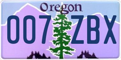 OR license plate 007ZBX