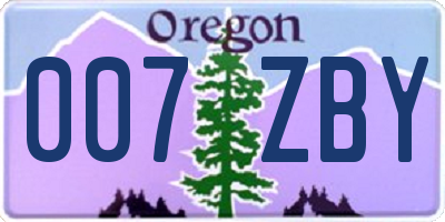 OR license plate 007ZBY