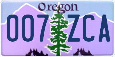 OR license plate 007ZCA