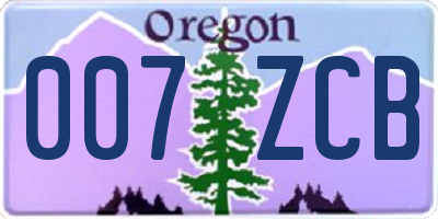OR license plate 007ZCB