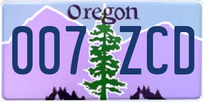 OR license plate 007ZCD