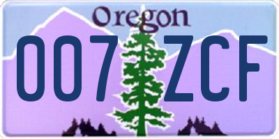 OR license plate 007ZCF