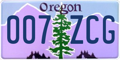 OR license plate 007ZCG