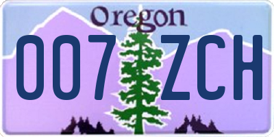OR license plate 007ZCH