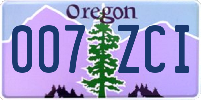 OR license plate 007ZCI