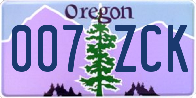OR license plate 007ZCK