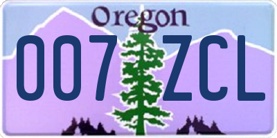 OR license plate 007ZCL