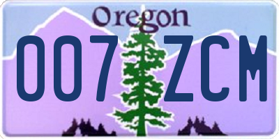 OR license plate 007ZCM