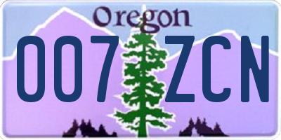OR license plate 007ZCN