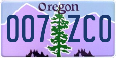 OR license plate 007ZCO