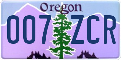 OR license plate 007ZCR