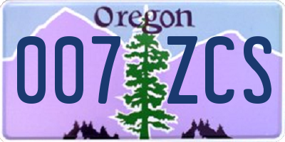 OR license plate 007ZCS