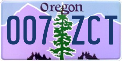 OR license plate 007ZCT