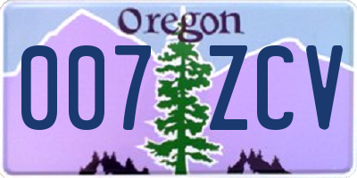 OR license plate 007ZCV