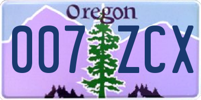 OR license plate 007ZCX