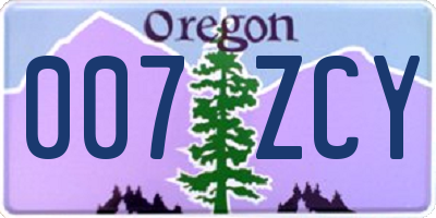 OR license plate 007ZCY