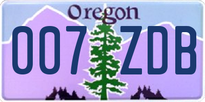 OR license plate 007ZDB