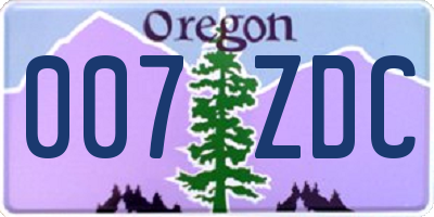 OR license plate 007ZDC