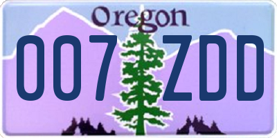 OR license plate 007ZDD