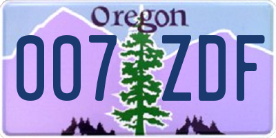 OR license plate 007ZDF