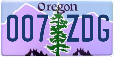 OR license plate 007ZDG