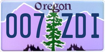 OR license plate 007ZDI
