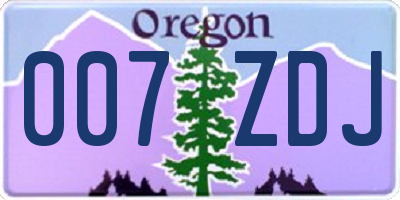 OR license plate 007ZDJ