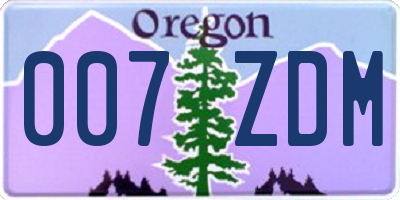 OR license plate 007ZDM