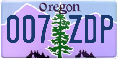 OR license plate 007ZDP