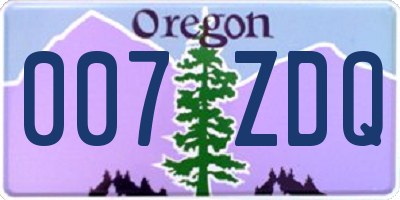 OR license plate 007ZDQ