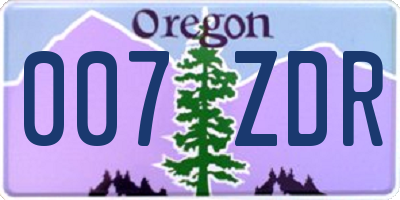 OR license plate 007ZDR