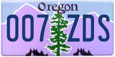 OR license plate 007ZDS