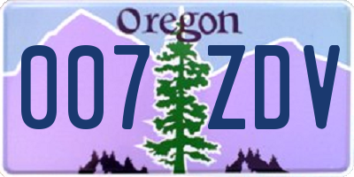OR license plate 007ZDV