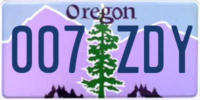OR license plate 007ZDY