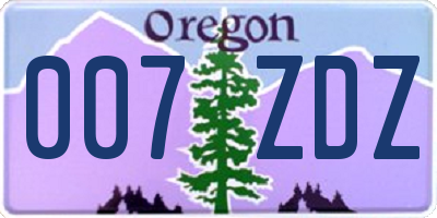 OR license plate 007ZDZ