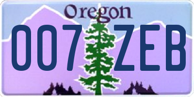 OR license plate 007ZEB