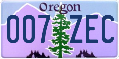 OR license plate 007ZEC