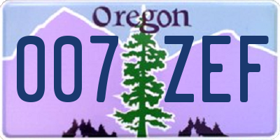 OR license plate 007ZEF