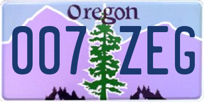 OR license plate 007ZEG