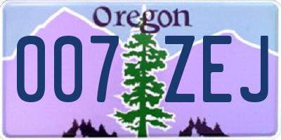 OR license plate 007ZEJ