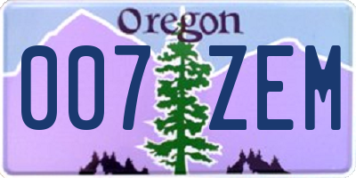 OR license plate 007ZEM