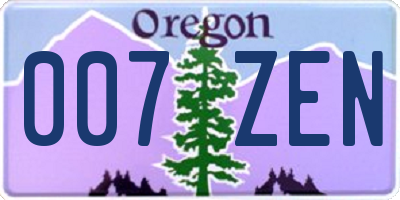 OR license plate 007ZEN