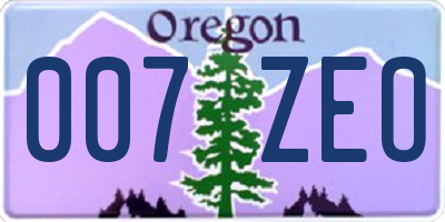 OR license plate 007ZEO