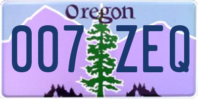 OR license plate 007ZEQ
