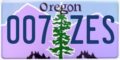 OR license plate 007ZES