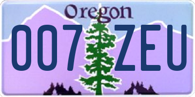 OR license plate 007ZEU