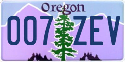 OR license plate 007ZEV