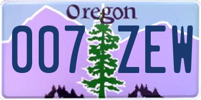 OR license plate 007ZEW