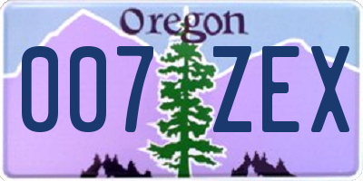 OR license plate 007ZEX