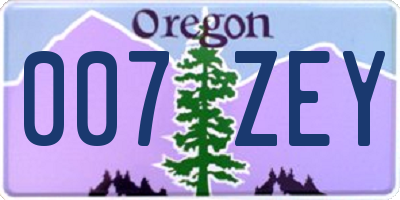 OR license plate 007ZEY